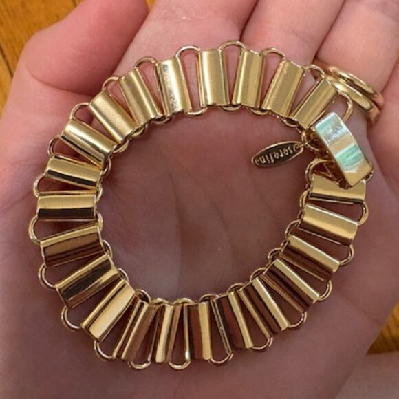 Anthropologie 14K Gold Plated Serefina Ribbon Link Bracelet - Picture 3 of 7